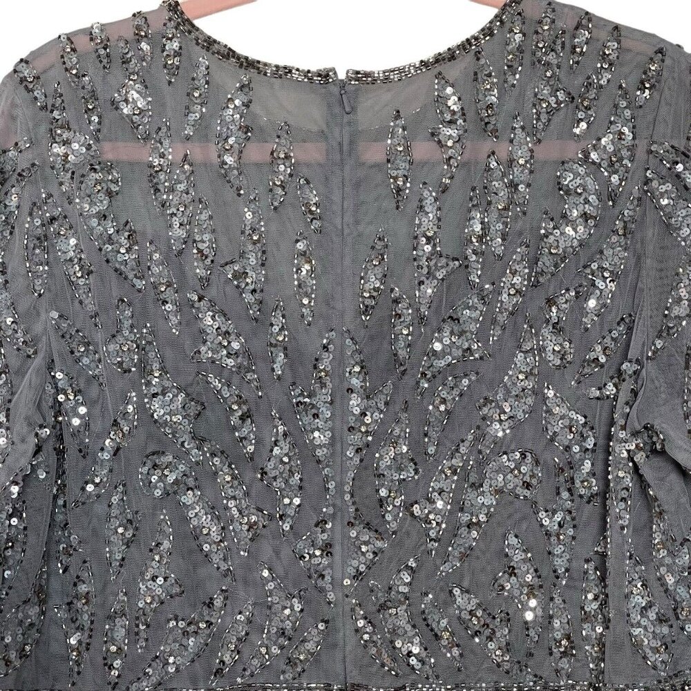 Mac Duggal Gown Dress Size 16 Beaded Sequined Illusion Sheath Dress 5521 $498 - Picture 10 of 16